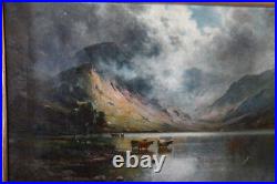 Alfred De Breanski Antique Painting of Scottish Highlands