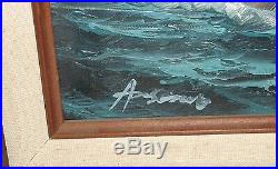 Ambrose Oil On Canvas Sailing Ship At Sea Painting