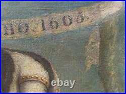 Antique 17thc. Oil Painting A Nod Om Sancho dated 1605 Hunting Dog and Fox