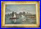 Antique-19C-1885-Nautical-Oil-Painting-Tourists-In-Boat-On-River-With-Swans-01-okk