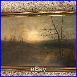 Antique 19th C American School Landscape Oil on Canvas Painting