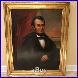 Antique 19th C. Portrait of President Abraham Lincoln Oil on Canvas Painting