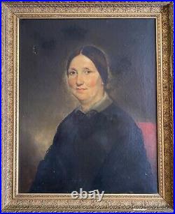 Antique 19th Century American School Oil On Canvas Portrait of a Lady