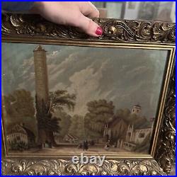 Antique 19th Century Landscape Oil Painting European Framed 12x16 Amazing Colors