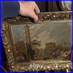 Antique 19th Century Landscape Oil Painting European Framed 12x16 Amazing Colors