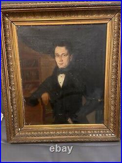 Antique 19th Century Portrait Painting of a Man