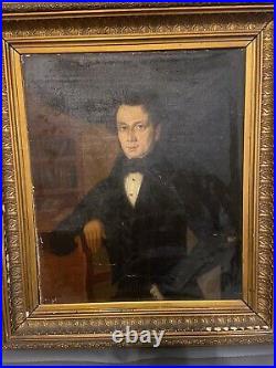 Antique 19th Century Portrait Painting of a Man