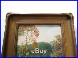 Antique American Painting Small Gem Incredible Pie Crust Frame Landscape Old