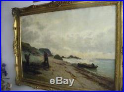 Antique Andrew Black Scottish seascape oil painting