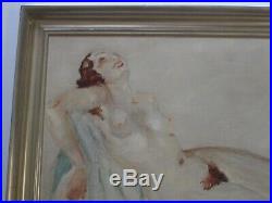 Antique Art Deco Impressionist Nude Painting 1930's Woman Female Model Pretty