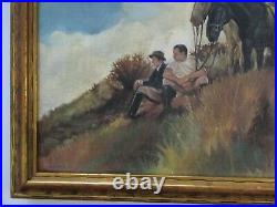 Antique California Oil Painting Landscape Impressionist American Western Horses