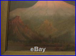 Antique Early American Landscape Painting Mount Hood Oregon Impressionism Old