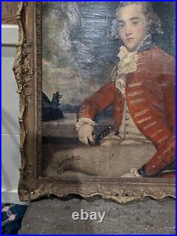 Antique Framed Oil Painting Portrait of Captain Bligh Artist Reproduction