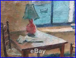 Antique French Interior Genre The Window Oil Painting Signed Hèléne Branche