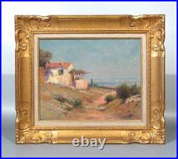 Antique French Oil Painting, Seascape Provence South of France, Signed Chaumière
