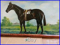 Antique Horse painting, War Admiral by McNeil 1940s, Oil on canvas paper board