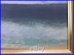 Antique Impressionist Landscape Oil Painting by M. VAN CALCAR. Ocean Beach Wave