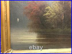 Antique O/c Painting Landscape Framed Unsigned 14 By 22