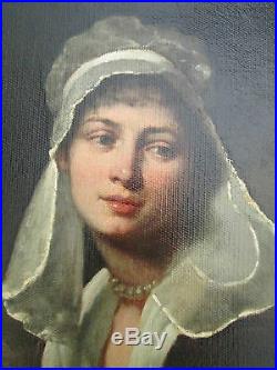 Antique Oil Painting The Lady In White Portraits Pre 1800 Unsigned