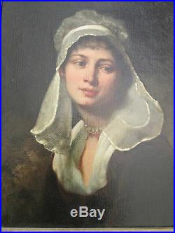 Antique Oil Painting The Lady In White Portraits Pre 1800 Unsigned
