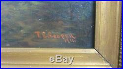 Antique Oil on Canvas American Landscape Painting Signed T. E. Cooper 1911