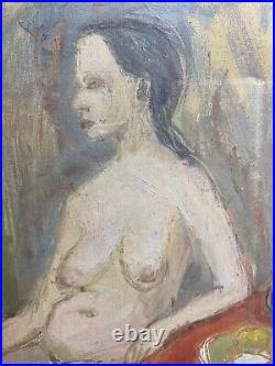 Antique Oil on Canvass of Nude Women Signed 18 X 24 Inches Unframed Signed