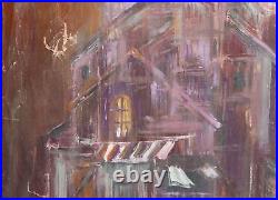 Antique Original expressionist oil painting mansion landscape