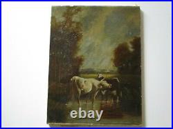 Antique Painting Cow Landscape Signed Cfl 1890 Oil Mystery Artist 19th Century