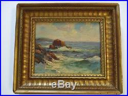 Antique Painting With Carved Frame Impressionist Old Impressionist Ocean Coast