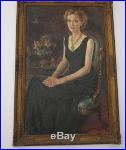 Antique Portrait Painting Iconic Estate Female Model Pretty Antonio Barone Deco