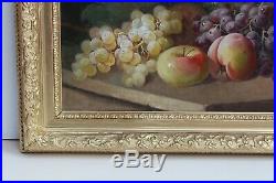 Antique S. FANTONI Still Life oil painting on canvas, Fruits, Framed