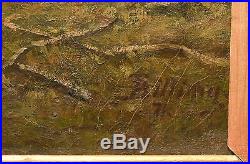Antique Swedish 19th century painting oil on canvas Forest Hills Landscape