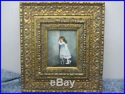 Antique Unsigned Canvas Oil Painting + Gold Ornate Wood Frame 23x21 1.75
