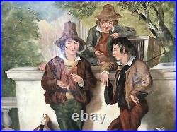 Antique Victorian Gilt Framed Signed Oil Painting On Canvas Mischievous Lads