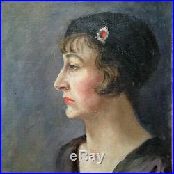 Antique Wally Strautin WPA artist 1933 Portrait Oil Painting of a Woman 16x20