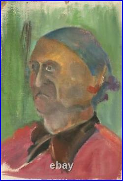 Antique expressionist oil painting portrait