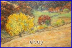 Antique impressionist oil painting hills landscape