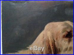 Antique oil painting 19th century Braques Hunting dogs French school To Restore