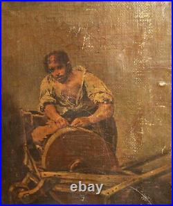 Antique realist oil painting portrait of a working man