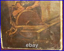 Antique realist oil painting portrait of a working man