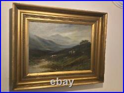 Antique vintage gilt framed original signed oil painting on canvas Scottish scen