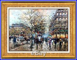 Antoine Blanchard Original Oil Painting On Canvas Paris Cityscape Signed Artwork