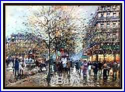 Antoine Blanchard Original Oil Painting On Canvas Paris Cityscape Signed Artwork