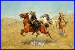 Art Oil painting Charles Schreyvogel Minha Bunkie horsemen Shooting canvas
