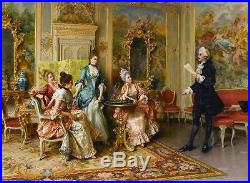 Art Oil painting European court painting count with noblewomen canvas 48x36