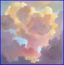 Artwork oil painting Clouds Blue Sky Landscape framed 14 x14 framed