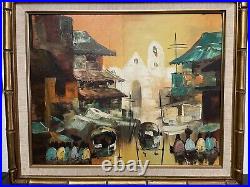 Asian Street Scene Cesar Buenaventura StyleOIL ON CANVAS Board 24X20