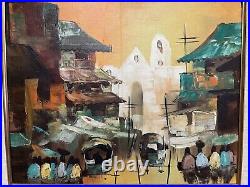 Asian Street Scene Cesar Buenaventura StyleOIL ON CANVAS Board 24X20