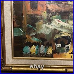 Asian Street Scene Cesar Buenaventura StyleOIL ON CANVAS Board 24X20