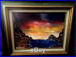 Authentic Stormy Sunset Ocean Seascape Canvas Oil Painting by Peter Hurkos